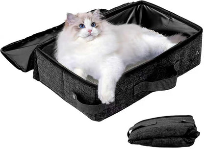 Portable Cat Litter Box with Lid, 16 * 12 * 6 Inches, Black | Foldable, Ease of Use, Non-Leaking, Easy to Take, Lightweight, for Outdoor Camping & Traveling, Zipper Lock1