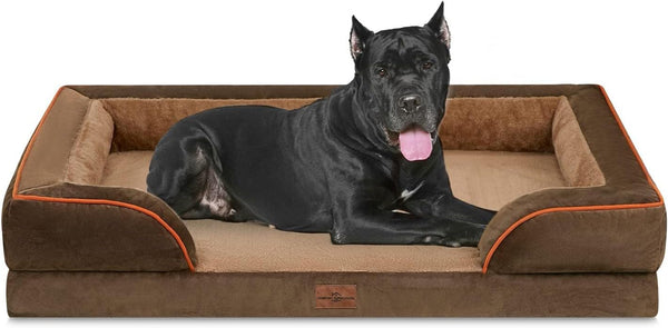 Comfort Expression Orthopedic Dog Bed for Extra Large Dogs with Bolster | Waterproof Dog Couch Bed with Washable Cover & Non-Slip Bottom, Supportive Egg Crate Foam XL Pet Bed, 42X30 Inch110