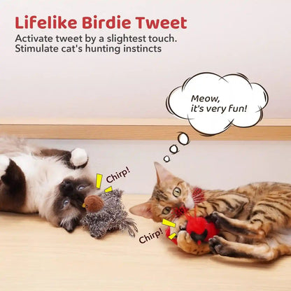 Potaroma Cat Toys Chirping Birds 2 Pcs with Catnip Silvervine, Interactive Cat Kicker, Lifelike Birdie Tweets, Indoor Kitty Kitten Exercise Toys 4.0" | Cat Kicker, Lifelike Birdie Tweets, Indoor Kitty Kitten Exercise Toys 4.0 Inches2