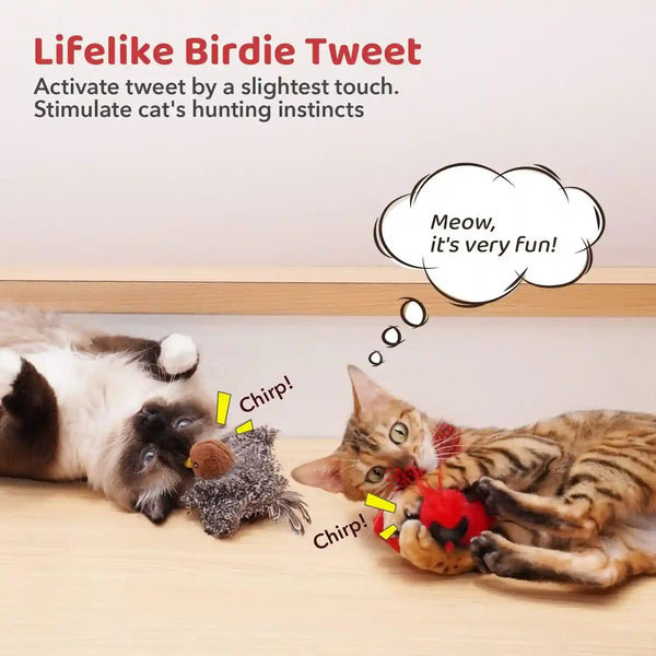 Potaroma Cat Toys Chirping Birds 2 Pcs with Catnip Silvervine, Interactive Cat Kicker, Lifelike Birdie Tweets, Indoor Kitty Kitten Exercise Toys 4.0" | Cat Kicker, Lifelike Birdie Tweets, Indoor Kitty Kitten Exercise Toys 4.0 Inches2