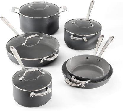 All-Clad HA1 Ceramic Nonstick, 10-Piece Pots & Pans Set, Induction Ready | Complete Ceramic Nonstick Cookware Set, Scratch-Resistant Exterior, Superior Easy Organized Stacking, Oven Safe up to 450°1