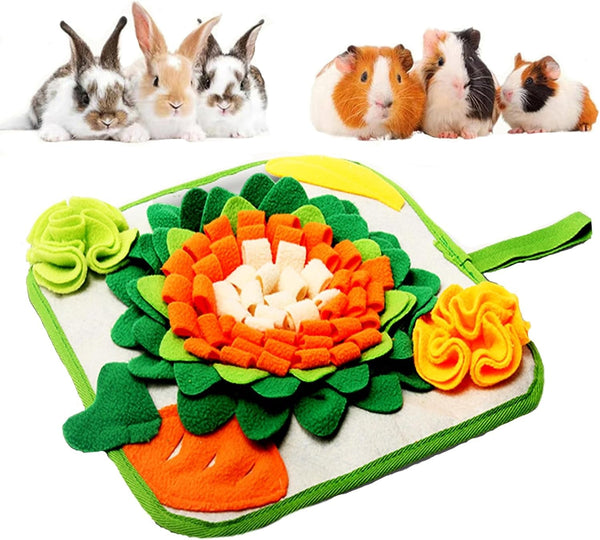 Rabbit Foraging Mat Interactive Bunny Snuffle Mat for Small Animals | Puzzle Toy Indoor Enrichment Feeding Mat 11.8" Treat Dispenser for Bunny Guinea Pigs, Ferrets, Chinchillas, Hamste, Puppies1