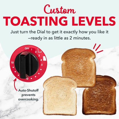 Mini Toaster Oven | Small Toaster Oven for Dorms, Apartments, & Small Kitchens, Adjustable Timer Dial with Auto Shutoff, Removable Cooking Tray & Crumb Catch, Red4