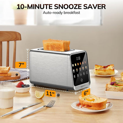 Toaster 2 Slice, Digital Smart Toaster with Touchscreen | Dual Control Panel, Single Slot Toasting, Timer, Reheat & Defrost for Bagels, Bread, Waffles, Stainless Steel8