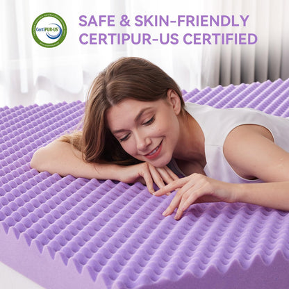 2 Inch Egg Crate Memory Foam Mattress Topper Twin Size, Soft Mattress Pad for Back Pain Relief, Bed Topper, Certipur-Us Certified5