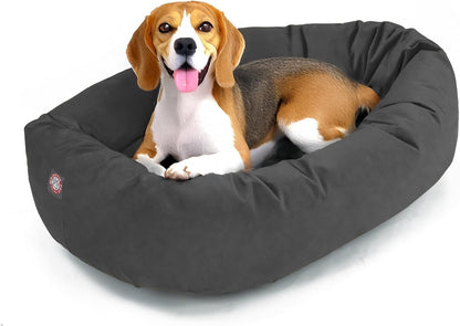 Majestic Pet 32 Inch Suede Calming Dog Bed Washable – Cozy Soft round Dog Bed with Spine Support for Dogs to Rest Their Head - Fluffy Donut Dog Bed 32X23X7 (Inch) - round Pet Bed Medium – Sage14