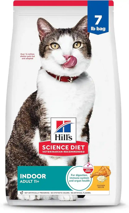 Hill'S Science Diet Senior 11+ Indoor Dry Cat Food | #1 Veterinarian Recommended, Chicken Recipe, 7 Lb. Bag1