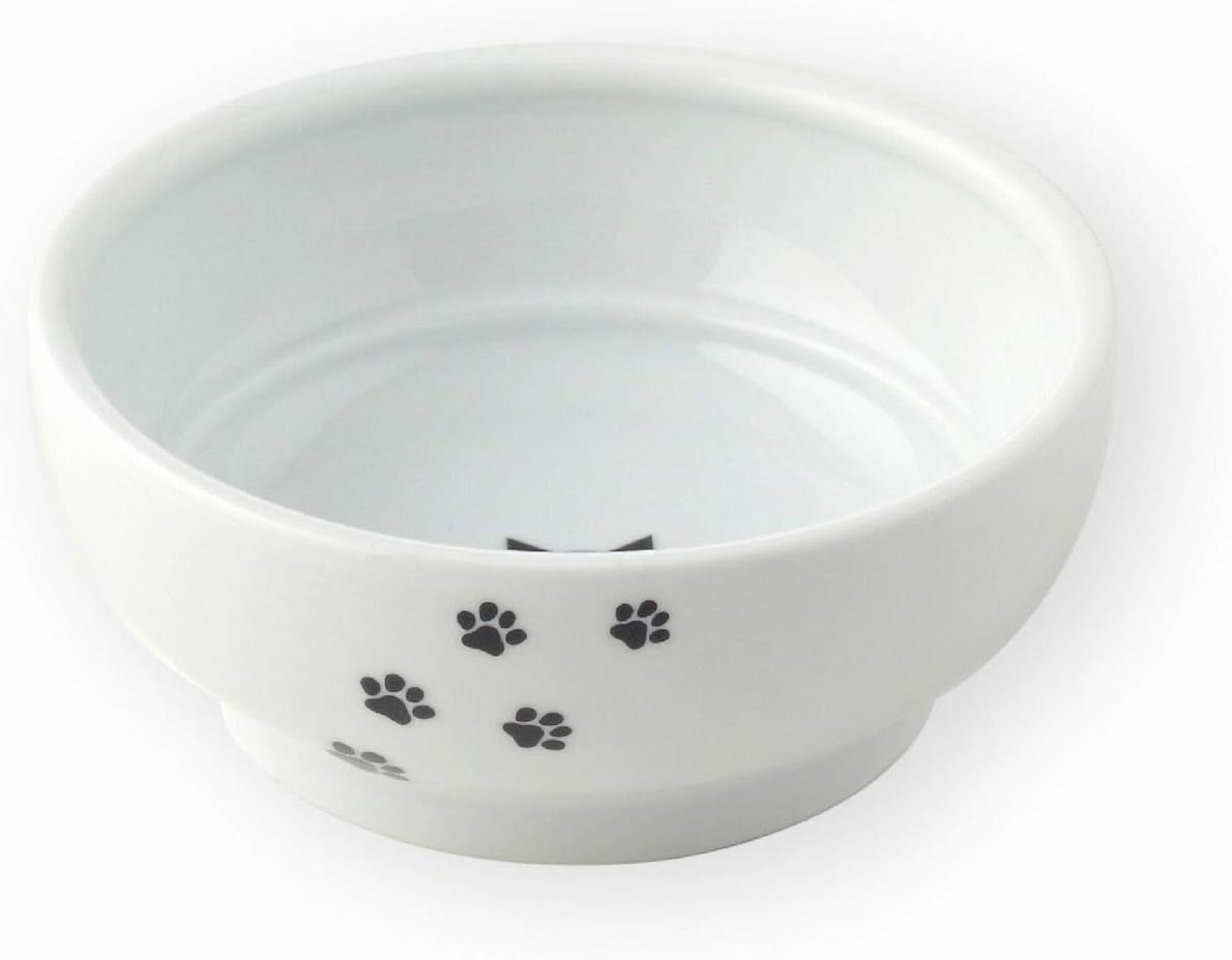 necoichi-shallow-wide-ceramic-cat-food-water-bowl-paw-basic-flat