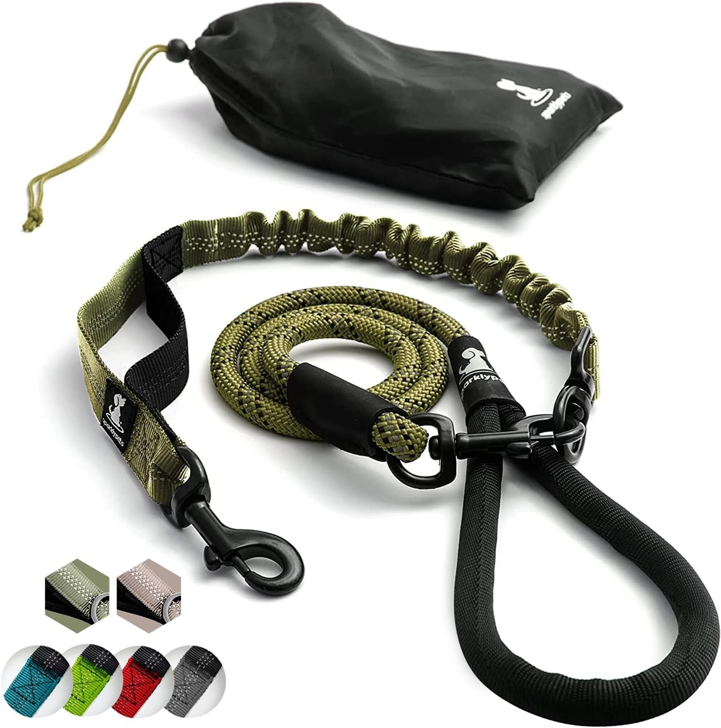 sparklypets-double-dog-leash-for-2-dogs-rope-bungee-dual-leash-for-medium-and-large-breeds-with-padded-handles-tangle-free-teal-medium-large