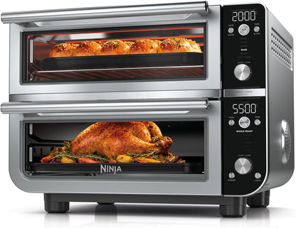 Ninja Double Oven Pro Smart XL, 30.2 Qt, 12-In-1, Stainless Steel, DCT801 | Dualzone, Smart Finish, Fits 4.5 Lb Chicken, Air Fry, Bake, Broil, Roast, Toast, Pizza1