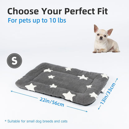 Mora Pets Cat Bed for Indoor Cats Washable Dog Crate Pad Cute Star Dog Bed Mat for Small Dogs Pet Kennel Pad for Cage Soft Flat Puppy Kitten Cushion Sleeping Anti-Slip Grey 22 X 136