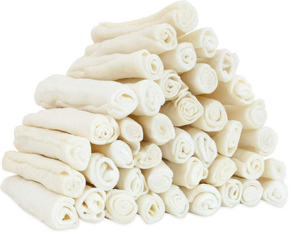 MON2SUN Dog Treats, 6Inch Natural Flavor Rawhide Rolls, 22.58 Oz | 40 Count, Long-Lasting Chew, Teeth Cleaning, No Artificial Colors，Suitable for Puppy and Small Dogs1