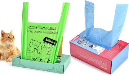 110 Count Biodegradable Poop Bags and 120 Count 15 Liters Cat Litter Bags, Durable Cat Litter Bags for Poop with Handles, Scented Poop Bags for Litter Box, Leakproof Cat Waste Bags1
