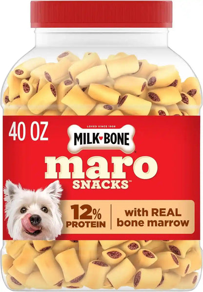 Milk-Bone Marosnacks Small Dog Treats with Real Bone Marrow, 40 Oz. Canister | Dog Treats with 12% Protein1