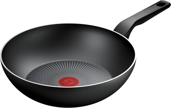 Tefal C29719 Recycled on Wok Pan, 28 Cm, Made of 100% Recycled Aluminium, Non-Stick Coating, Thermo-Signal Technology, Made in France, Suitable for Induction Cookers, Dishwasher Safe, Black1