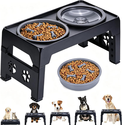 LALOBLUE Collapsible Dog Bowls Raised Elevated Adjust Stand | Elevated Dog Bowls, Dog Bowls Raised, Dog Bowls Elevated,5 Heights Adjustable Elevated Raised Dog Bowls Stand1