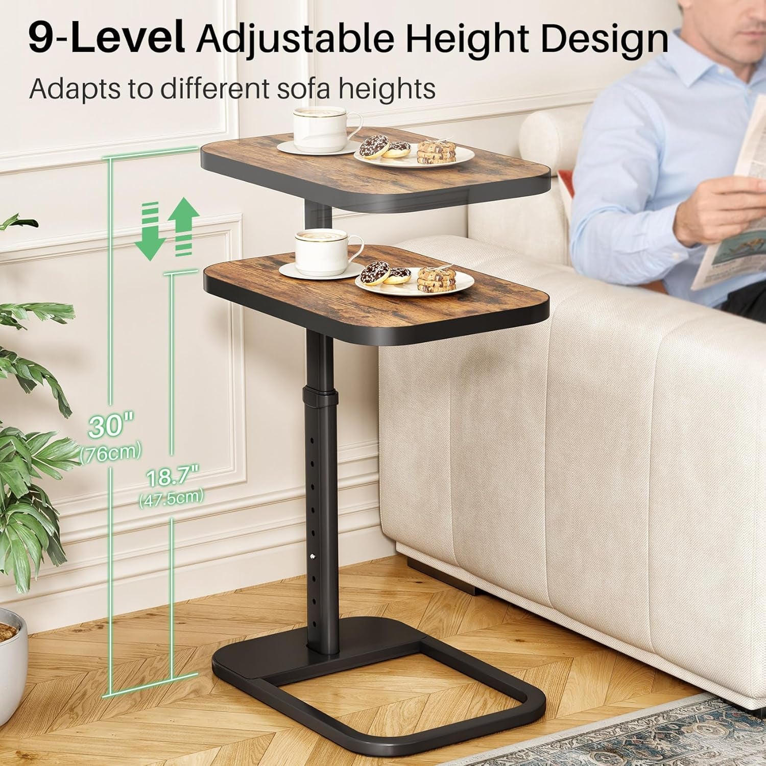 adjustable-height-c-shaped-end-table-9-level-side-table-with-thickened-metal-rounded-edge-couch-table-slides-under-sofa-or-bed-eating-working-tv-tray-table-for-small-spaces-brown