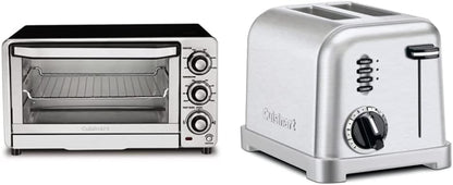 TOB-40N Custom Classic Toaster Oven Broiler, 17 Inch, Black & CPT-160 Metal Classic 2-Slice Toaster, Brushed Stainless1
