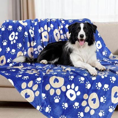 Rezutan Blanket for Large Dogs, Cat Flannel Washable Soft Pet Mat Throw Cover for Kennels-Beds, Sofas, Furniture Protection, Cute Paw Pattern, Black, 50X40 Inch15