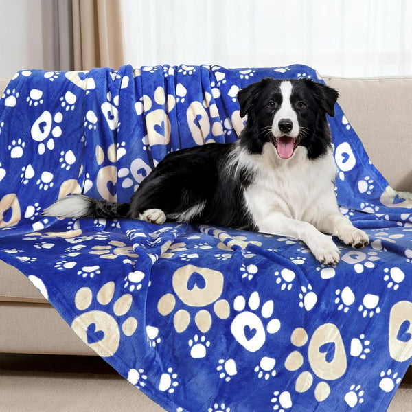 Rezutan Blanket for Large Dogs, Cat Flannel Washable Soft Pet Mat Throw Cover for Kennels-Beds, Sofas, Furniture Protection, Cute Paw Pattern, Black, 50X40 Inch15