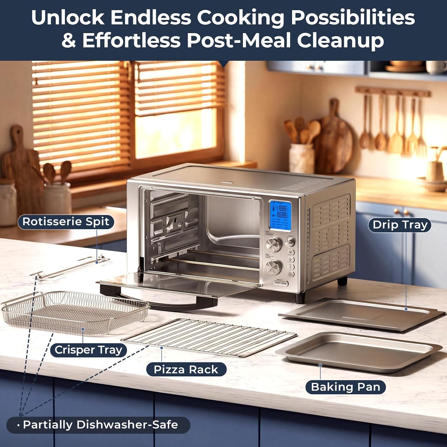 23-qt-air-fryer-toaster-oven-12-in-1-convection-oven-countertop-airfry-toast-rotisserie-dehydrate-pizza-bagel-bake-roast-broil-stainless-steel-fits-12-pizza-easy-to-clean-quiet