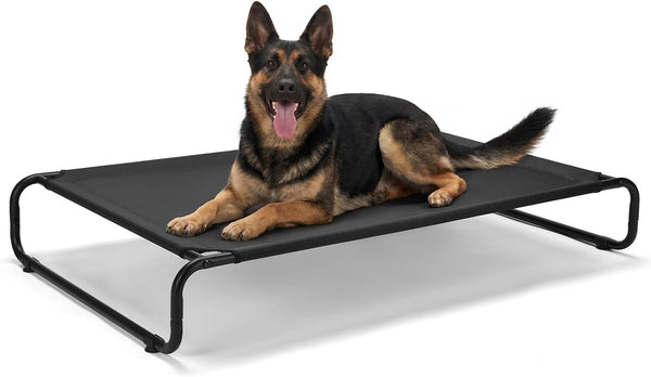 Veehoo Cooling Elevated Dog Bed, Outdoor Dog Bed for Large Dogs, Raised Dog Cot with Thickened Frame, Durable Teslin Mesh & Anti-Slip Rubber Feet, Pet Hammock for Indoor or Camping, 41" X 26", Black8