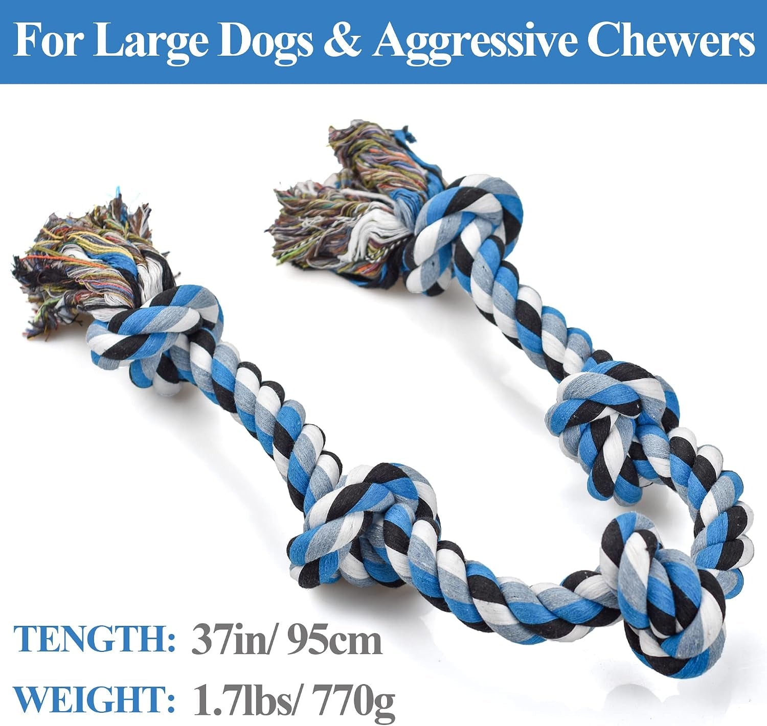 lechong-dog-toys-for-aggressive-chewers-tough-rope-chew-toys-for-large-and-medium-dog-3-feet-5-knots-indestructible-cotton-rope-for-large-breed-dog-tug-of-war-dog-toy-teeth-cleaning