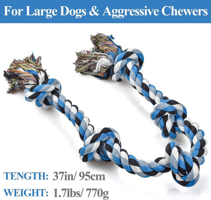 LECHONG Dog Toys for Aggressive Chewers Tough Rope Chew Toys for Large and Medium Dog 3 Feet 5 Knots Indestructible Cotton Rope for Large Breed Dog Tug of War Dog Toy Teeth Cleaning2