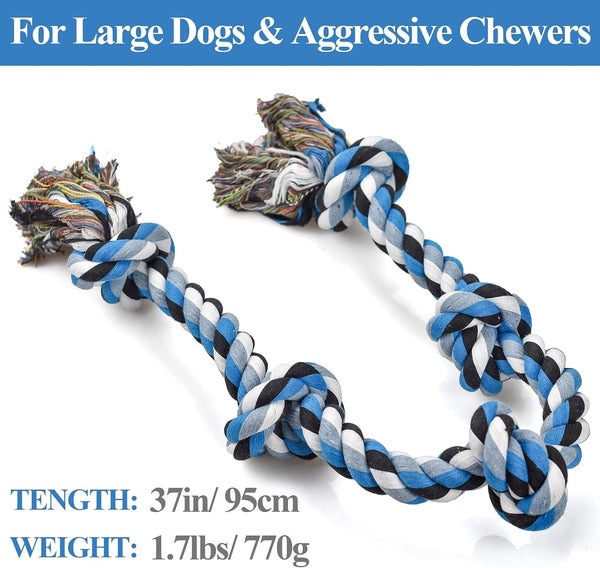 LECHONG Dog Toys for Aggressive Chewers Tough Rope Chew Toys for Large and Medium Dog 3 Feet 5 Knots Indestructible Cotton Rope for Large Breed Dog Tug of War Dog Toy Teeth Cleaning2