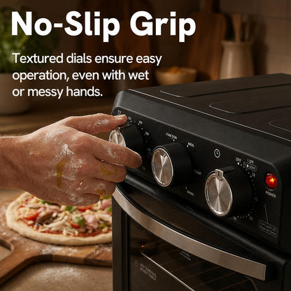 6-In-1 Retro Air Fryer Toaster Oven Combo, Compact 12.7 QT Small Countertop Convection Oven, Fits 9" Pizza & 4 Toast, Hexagon Hybrid Heating, Enamel Baking Pan Included, Dark Grey Color5