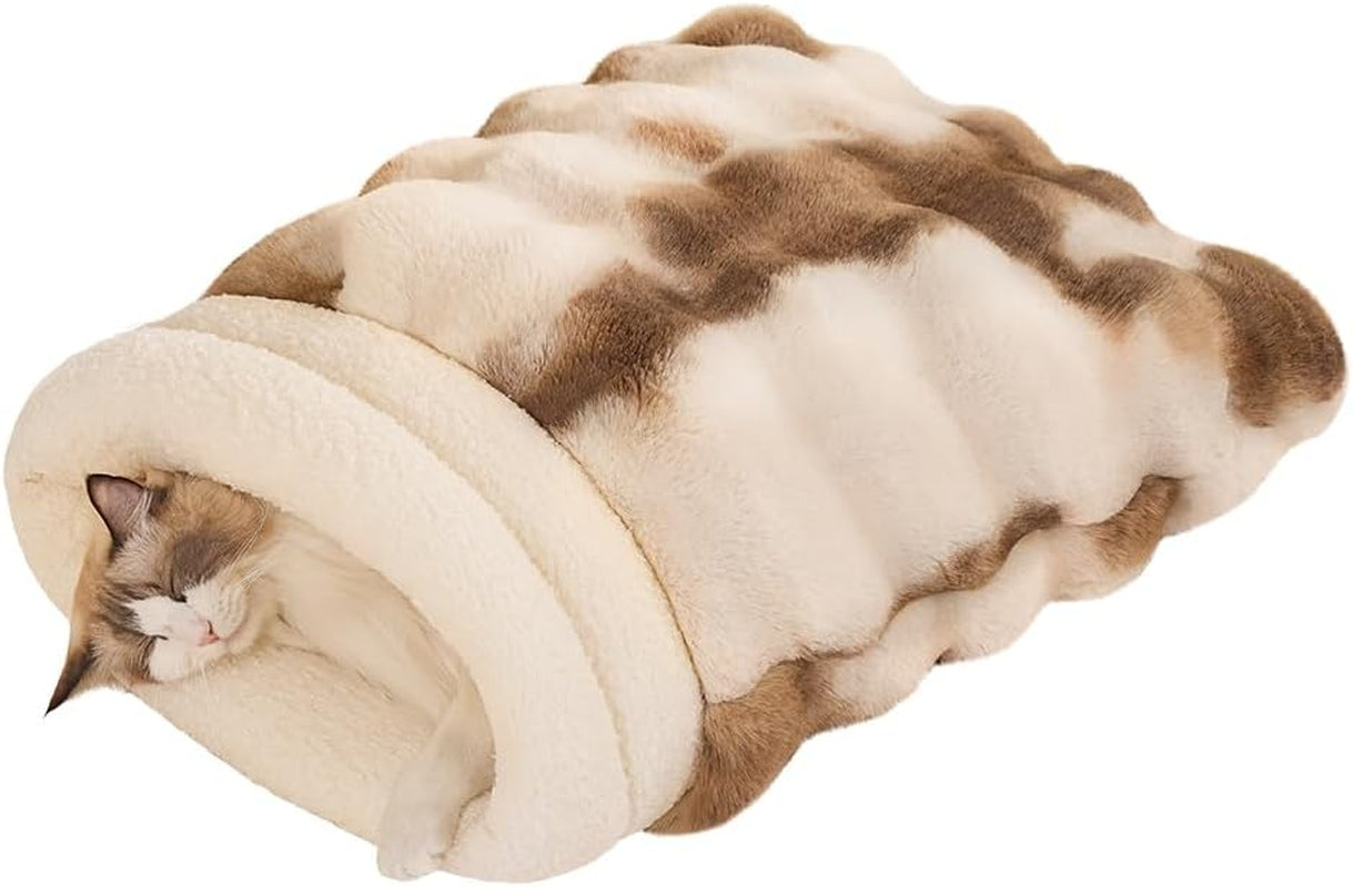 somahe-cat-sleeping-bag-for-indoor-cats-faux-fur-pet-cave-bed-burrow-nest-reversible-plush-snuggle-sack-portable-foldable-mat-machine-washable-anti-static-21-7x17-7grey