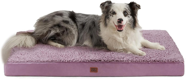 EHEYCIGA Orthopedic Dog Bed Large with Removable Washable Cover,Grey,41X27 | Egg Crate Foam Support,Durable Oxford Fabric,Non-Slip Bottom,Machine Washable,Soft Waterproof Plush Pet Bed Mat for Crate97