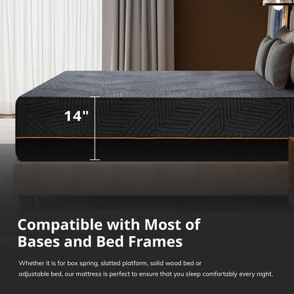 EGOHOME Queen 14 Inch Memory Foam Mattress for Back Pain Relief Medium Firm | Fiberglass Free, Copper Gel Infused, Graphene-Cool-Tech Cover, ICA Endorsed, Certipur-Us, Motion Isolation, Mattress in a Box5