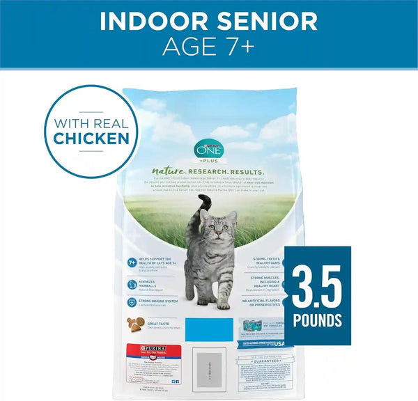 Purina ONE High Protein, Natural Senior Dry Cat Food, Indoor Advantage Senior+ - 3.5 Lb. Bag8