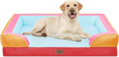 Comfort Expression Orthopedic Dog Bed for Extra Large Dogs with Bolster | Waterproof Dog Couch Bed with Washable Cover & Non-Slip Bottom, Supportive Egg Crate Foam XL Pet Bed, 42X30 Inch53