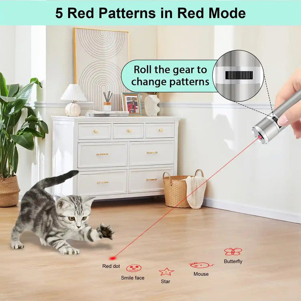 Tbteek Cat Toys, Rechargeable, 3 Light Modes & 5 Fun Patterns, Portable Interactive Kitten Pet Dog Cat Mouse Toy for Fun Chase Play Exercise4
