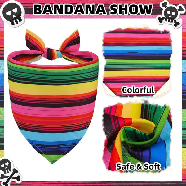 PUPTECK Mexican Day of the Dead Dog Bandana with Pet Sombrero Hat Colorful | Pet Halloween Oufits Costumes Decorations Supplies for Small Medium Large Dogs Boy Girl Gifts4