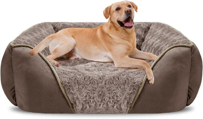 INVENHO Rectangle Washable Orthopedic Dog Bed for Small, Medium and Large Dogs, Soft Calming, Sleeping Puppy Bed Durable Pet Cuddler with Anti-Slip Bottom, S (20"X19"X6")36