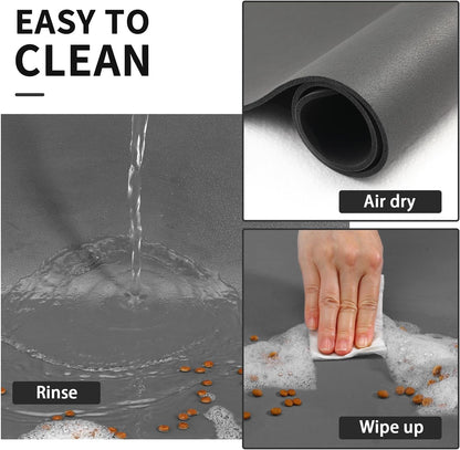 Hotlive Dog Food Mat - Absorbent Cat Mat for Food and Water, No Stains Pet Feeding Bowl Mat, Easy to Clean Pet Placemats, Quick Dry Dog Water Dispenser Mat for Messy Drinkers | Dark Grey 12"X 19"3