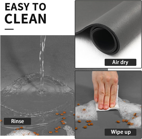 Hotlive Dog Food Mat - Absorbent Cat Mat for Food and Water, No Stains Pet Feeding Bowl Mat, Easy to Clean Pet Placemats, Quick Dry Dog Water Dispenser Mat for Messy Drinkers | Dark Grey 12"X 19"3