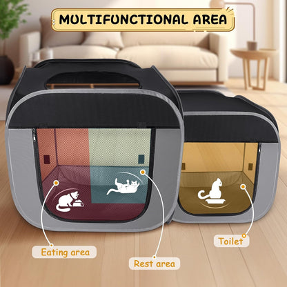 Tailtastic Large Cat Playpen with Separate Areas,Outdoo&Indoor Cat Enclosures,Portable Pet Playpen for Indoor Cats,Puppy and Small Animals, Dog Playpen with Carrybag. | Ideal for Multi-Pet Households, Works as Birthing & Nursing Den, Pet-Safe Soft Material, Prevents Escape & Furniture Damage2