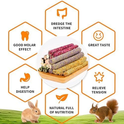 Jorewood Rabbit Chew Toys,Natural Hanging Basket with Sweet Bamboo,Timothy Hay,Peach Sticks for Bunny Chinchillas Guinea Pigs Hamsters Rats Teeth Grinding6