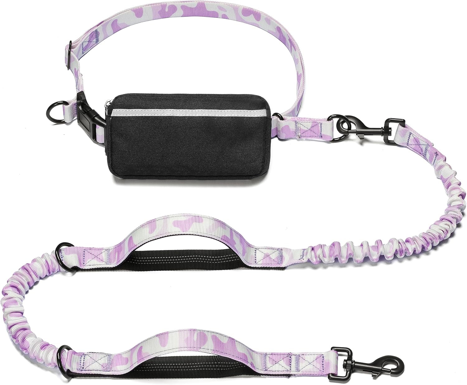 iyoshop-hands-free-dog-leash-with-zipper-pouch-dual-padded-handles-and-durable-bungee-for-walking-jogging-and-running-your-dog-large-25-120-lbs-black