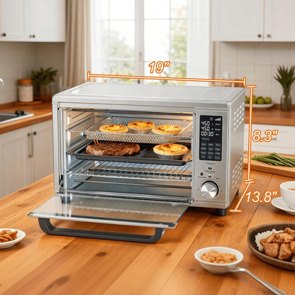 Toaster Oven Countertop, 29.6QT Air Fryer Toaster Oven Combo, 12-In-1 with Smart Probe, Broil, Bake, Toast & Specialized Presets, Temp up to 450°F, 6 Accessories Included, Stainless Steel2