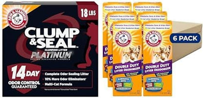 ARM & HAMMER Slide Platinum Easy Clean-Up Clumping Cat Litter, 18 Lbs | 24/7 Odor Control, Triple-Action Freshness, Non-Stick, Easy Clean Up, Low Tracking, Multi-Cat Formula, Scented14
