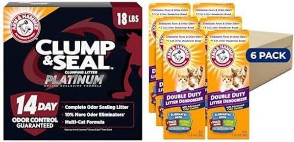 ARM & HAMMER Slide Platinum Easy Clean-Up Clumping Cat Litter, 18 Lbs | 24/7 Odor Control, Triple-Action Freshness, Non-Stick, Easy Clean Up, Low Tracking, Multi-Cat Formula, Scented14