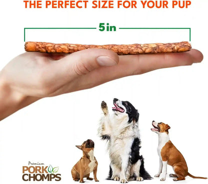 Pork Chomps Dog Chews, 5 in Munchy Sticks, Assorted Flavors, 50 Count | Oven-Baked from Real Pork Skin - a Rawhide-Free Chew That'S Low in Fat, High in Protein, and Easy to Digest4
