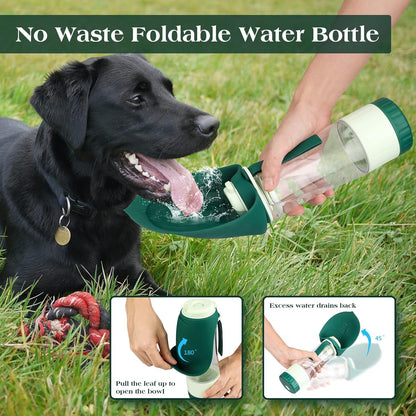 TIOVERY Upgraded Dog Water Bottle, Portable Dog Cat Puppy Pet Water Dispenser Feeder with Drinking Cup and Food Container Leak Proof for Outdoor Walking, Travel, Hiking 12OZ5