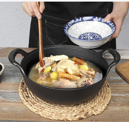 Cast Iron Wok with Dual Handle, Pre-Seasoned Stir-Fry Pans (Wok with Lid 11 Inch)3