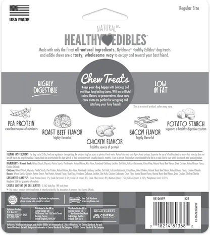 Nylabone Healthy Edibles Dog Treats Variety Pack, Small, 3 Count | Roast Beef, Chicken, & Bacon Flavor, Natural Dog Treats, USA Made, Highly Digestible, Dog Bones for Small Dogs up to 25 Lbs8